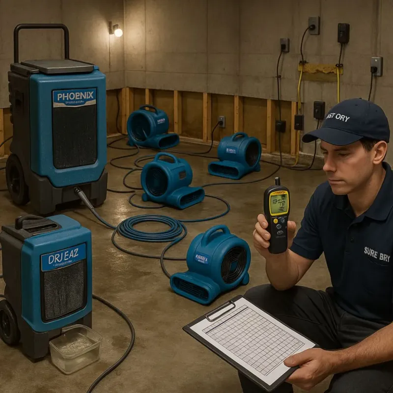 Structural Drying and Dehumidification process in Temple, PA